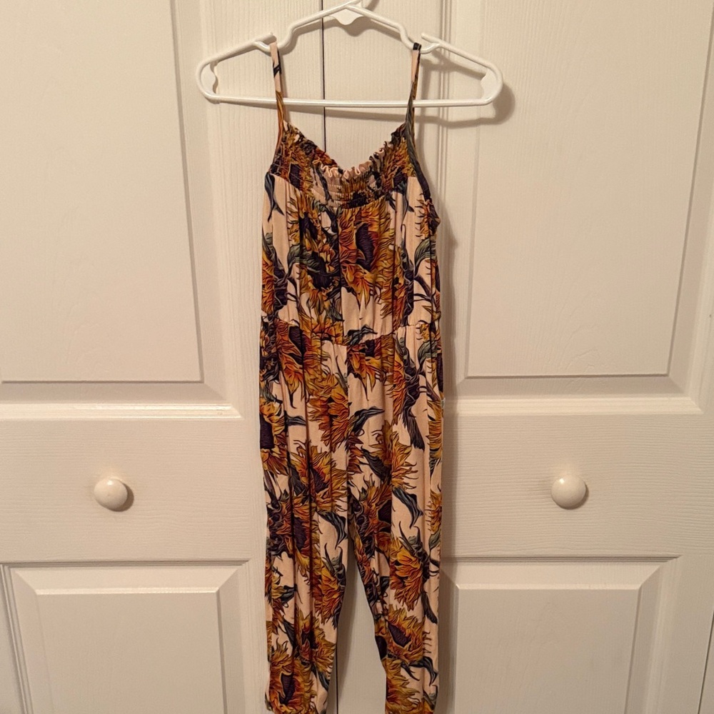 Posh peanut Floral Print Jumpsuit - Cream and Orange